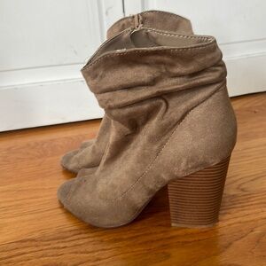 Slouchy open toe ankle booties